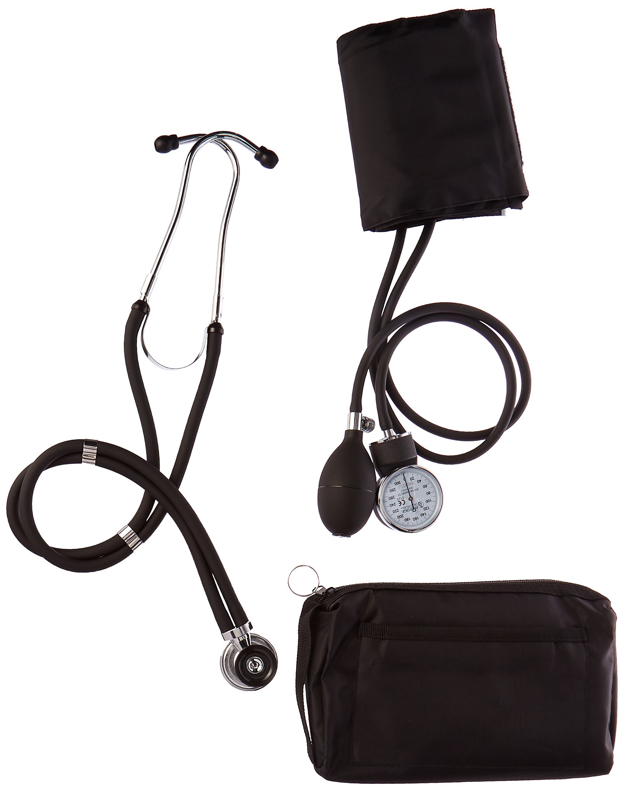 Prestige Medical A1-105 Basic Aneroid Sphygmomanometer Sprague Rappaport Stethoscope, Black