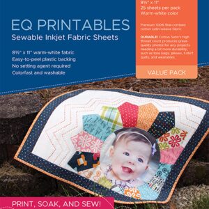 EQ Inkjet Printable Cotton Satin Fabric Sheets 8.5"X11" - 25/Pkg