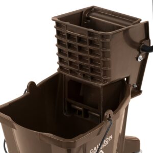 Carlisle FoodService Products Mop Bucket with Side-Press Wringer for Floor Cleaning, Restaurants, Offices, And Janitorial Use, Polyproylene, 26 Quarts, Brown