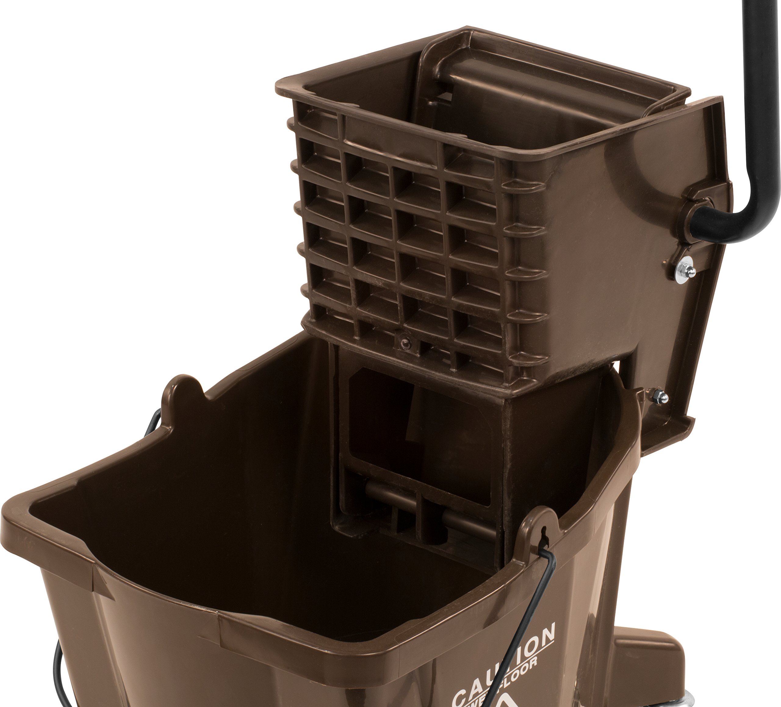 Carlisle FoodService Products Mop Bucket with Side-Press Wringer for Floor Cleaning, Restaurants, Offices, And Janitorial Use, Polyproylene, 26 Quarts, Brown