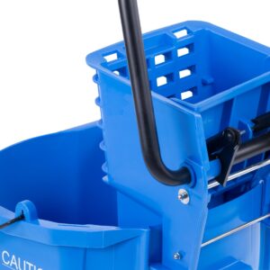 Carlisle FoodService Products Mop Bucket with Side-Press Wringer for Floor Cleaning, Restaurants, Offices, And Janitorial Use, Polyproylene, 26 Quarts, Blue