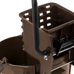 Carlisle FoodService Products Mop Bucket with Side-Press Wringer for Floor Cleaning, Restaurants, Offices, And Janitorial Use, Polyproylene, 26 Quarts, Brown