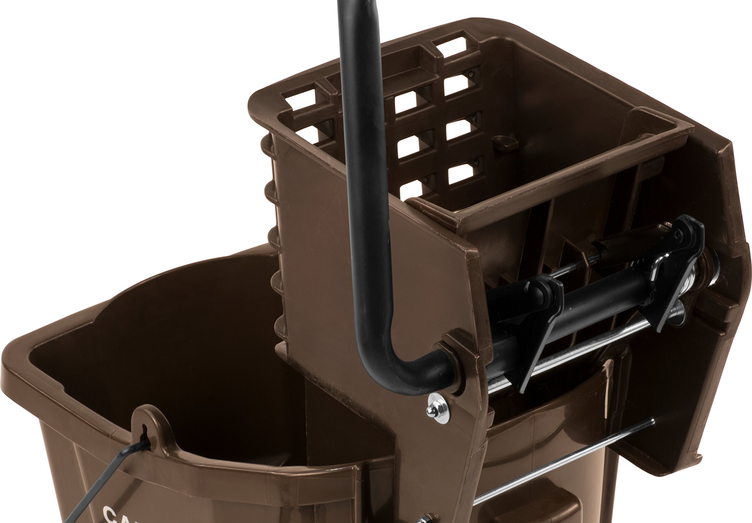 Carlisle FoodService Products Mop Bucket with Side-Press Wringer for Floor Cleaning, Restaurants, Offices, And Janitorial Use, Polyproylene, 26 Quarts, Brown