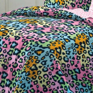 My Room Neon Leopard Ultra Soft Microfiber Girls Comforter Set, Multi-Colored, Twin/Twin X-Large