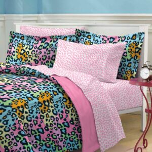 My Room Neon Leopard Ultra Soft Microfiber Girls Comforter Set, Multi-Colored, Twin/Twin X-Large