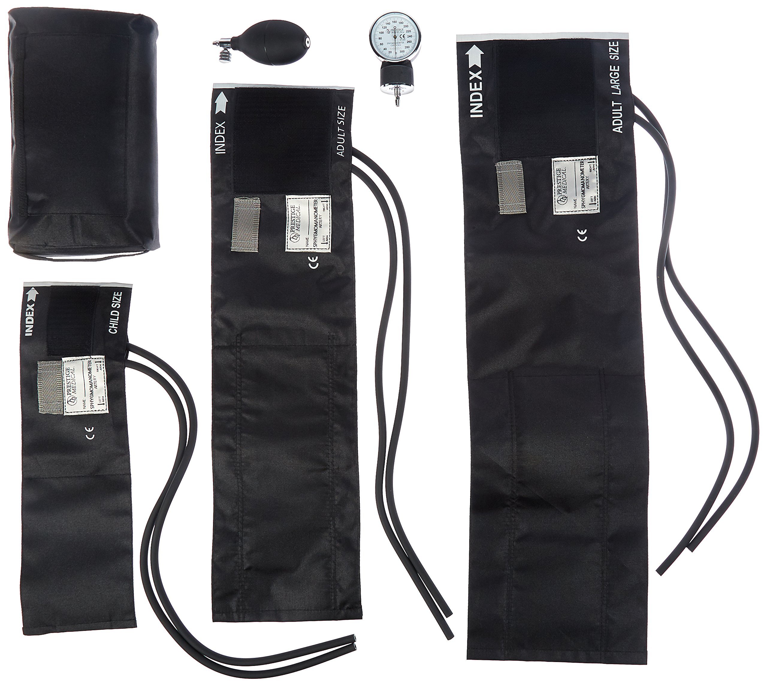 Prestige Medical 882-COM-BLK 3-in-1 Aneroid Sphygmomanometer Set With Carry Case, Black