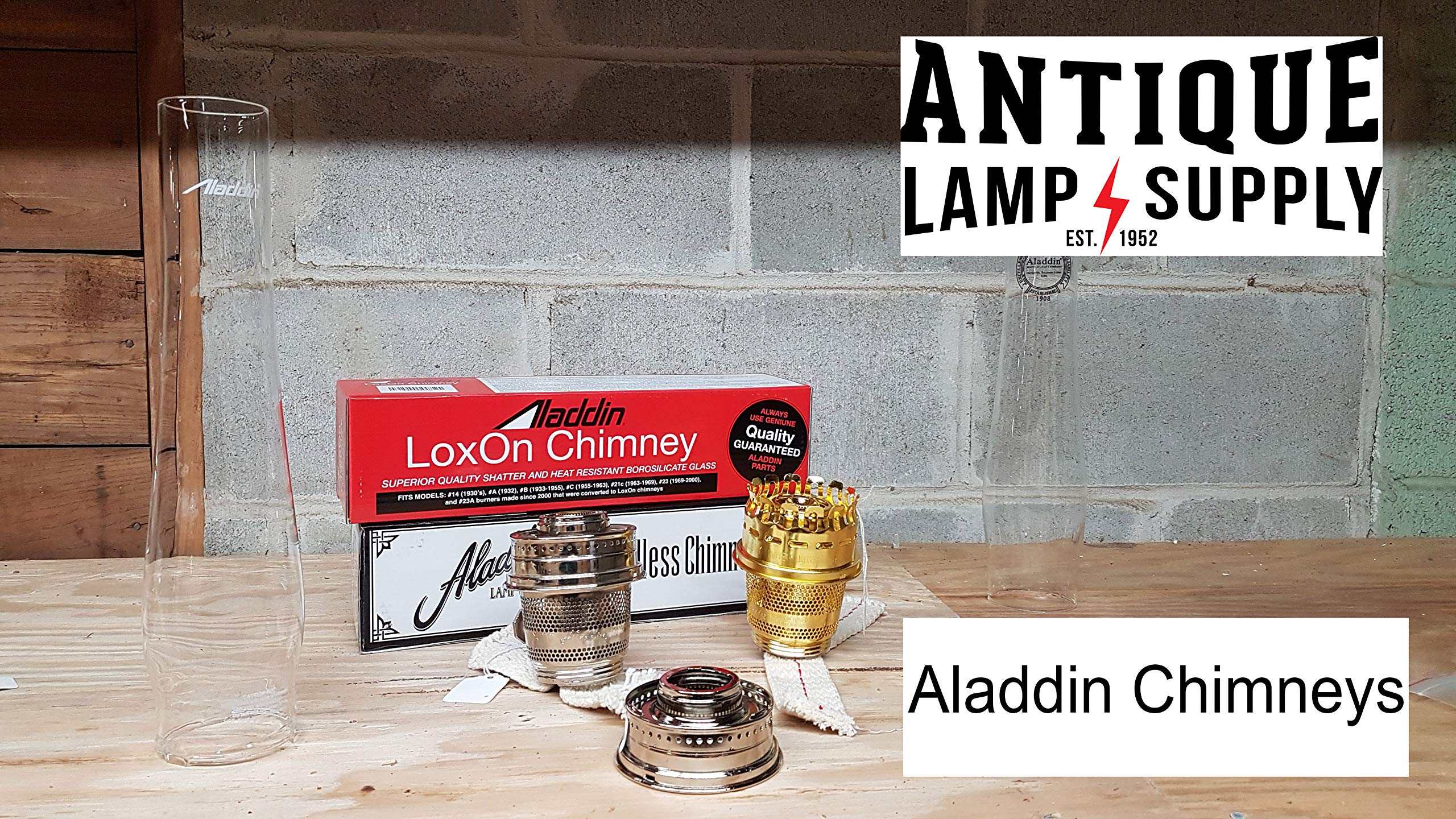 B&P Lamp 2 5/8 Inch by 12 3/4 Inch Clear Glass Lamp Chimney Designed to Fit an Aladdin Lox-on Style Burner or Gallery