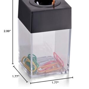 Officemate Small Clip Dispenser with Magnetic Top, Clear/Black (93687)