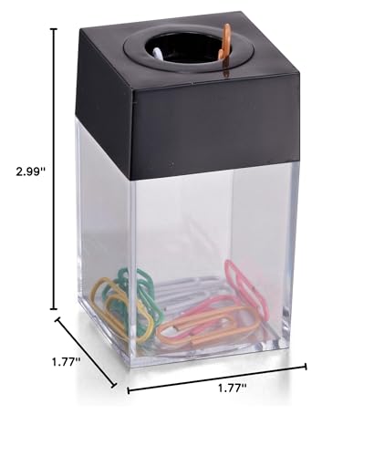 Officemate Small Clip Dispenser with Magnetic Top, Clear/Black (93687)