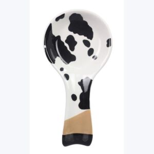 young's inc ceramic country black and white spoon rest