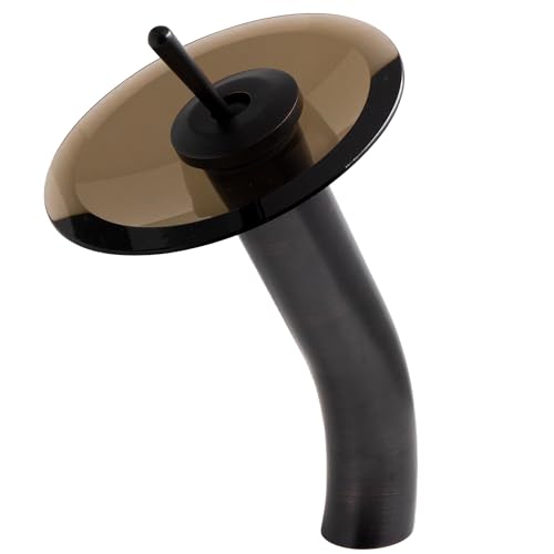 Novatto GF-001ORB-T Falls Single Lever Waterfall Vessel Faucet, Oil Rubbed Bronze/Tea Glass