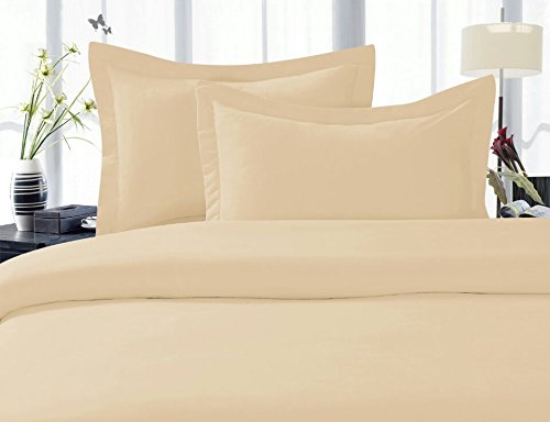 Elegance Linen 1500 Thread Count Wrinkle Resistant Ultra Soft Luxurious Egyptian Quality 3-Piece Duvet Cover Set, Full/Queen, Beige