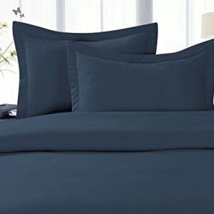 Elegant Comfort Elegance Linen 1500 Thread Count Wrinkle Resistant Ultra Soft Luxurious Egyptian Quality 3-Piece Duvet Cover Set, Full/Queen, Navy Blue