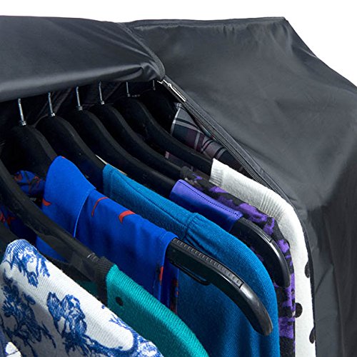 HANGERWORLD 6ft Large Black Clothes Rack Cover with 2 Zippers - Waterproof Nylon, Breathable, Dust Protector for Storage (Garment Rack Cover ONLY)