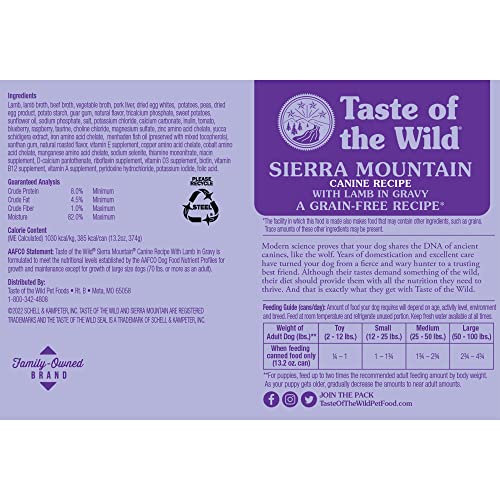 Taste of the Wild Sierra Mountain Canine Recipe with Lamb in Gravy 13.2oz