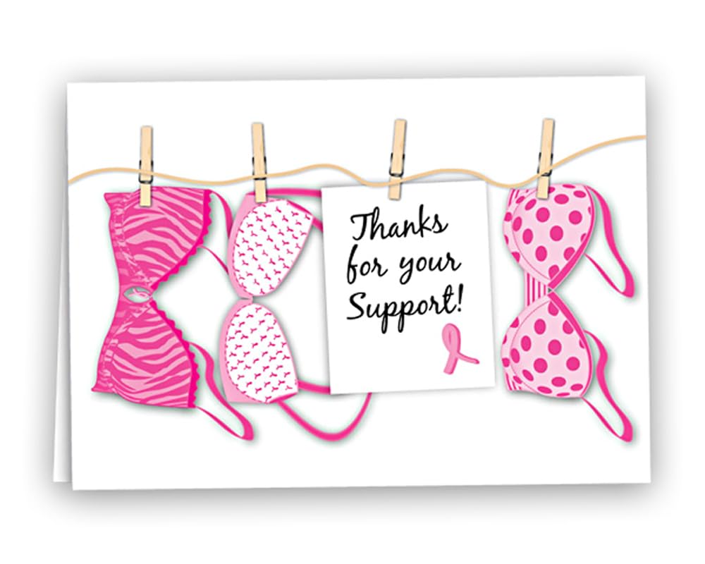 Fundraising For A Cause 12 Pink Ribbon Note Cards - Breast Cancer Thank You Cards with Envelopes