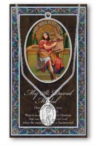 st david medal with prayer pamphlet - genuine pewter