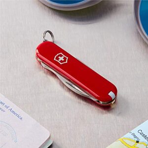 Victorinox Jetsetter Swiss Army Knife, Compact 7 Function Swiss Made Pocket Knife with Scissors, Magnetic Phillips Screwdriver and Key Ring – Red