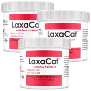 laxacat hairball formula for cats - supports skin & hair coat, vitamin, mineral oil - healthy coat - regular bowel movement - natural ingredients - 270 soft chew