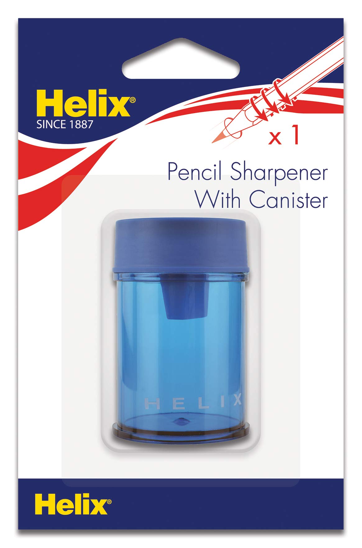 Maped Helix USA - Helix Canister 1 Hole Pencil Sharpener - Standard Pencil Compatibility - Durable Steel Blade - Assorted Colors