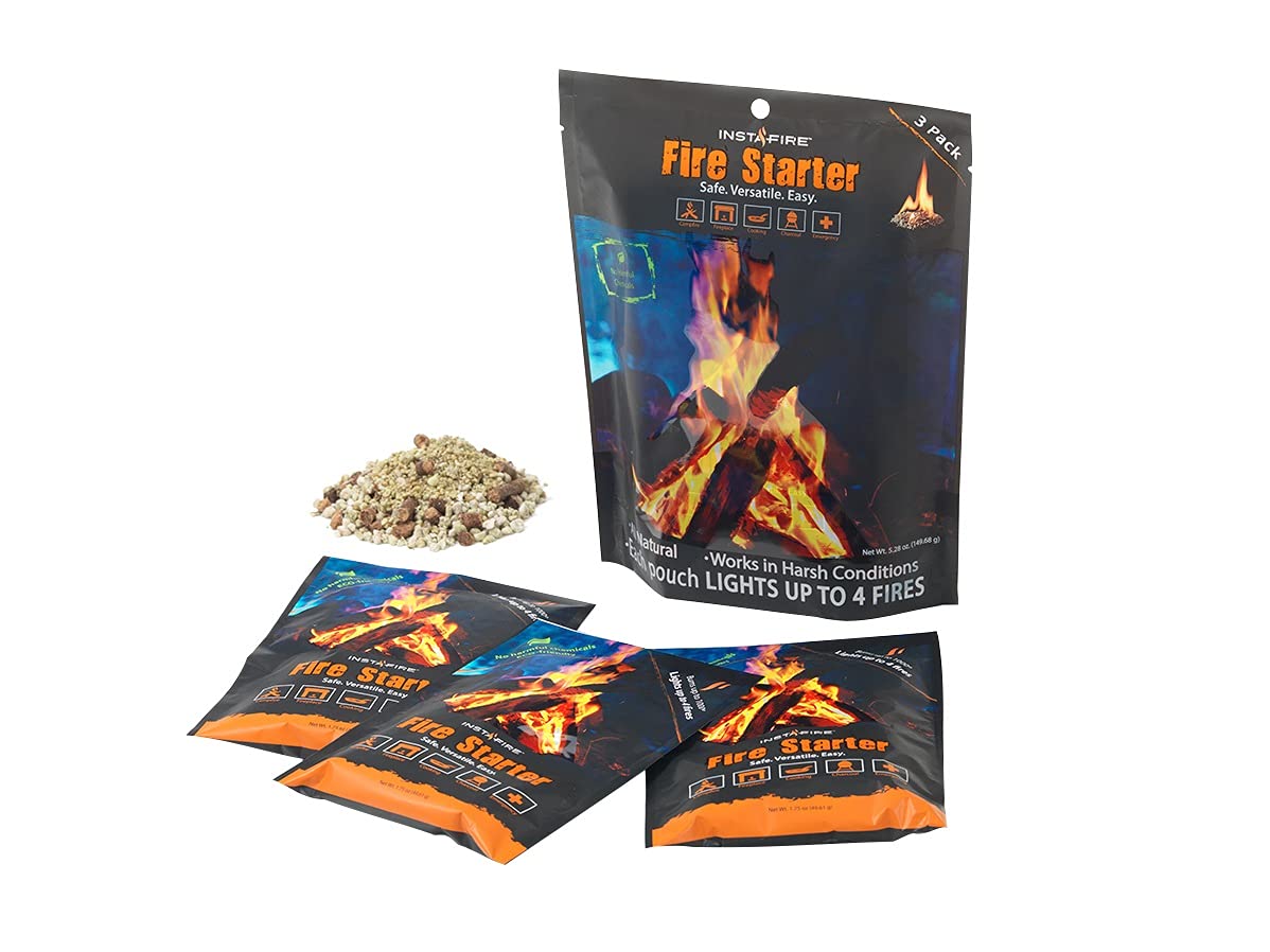 (3 Packs) Insta-Fire Fire Starter Perfect for Camping, Emergencies, Hiking, Fishing, Boating, Fire Pits, Grilling, Survival, Preppers, Food Storage, Boiling Water (as Seen on Shark Tank!)