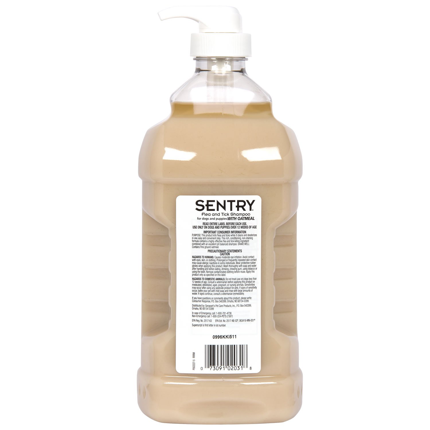 SENTRY Oatmeal Flea and Tick Shampoo for Dogs, Rid Your Dog of Fleas, Ticks, and Other Pests, Hawaii Ginger Scent, 63.5 oz