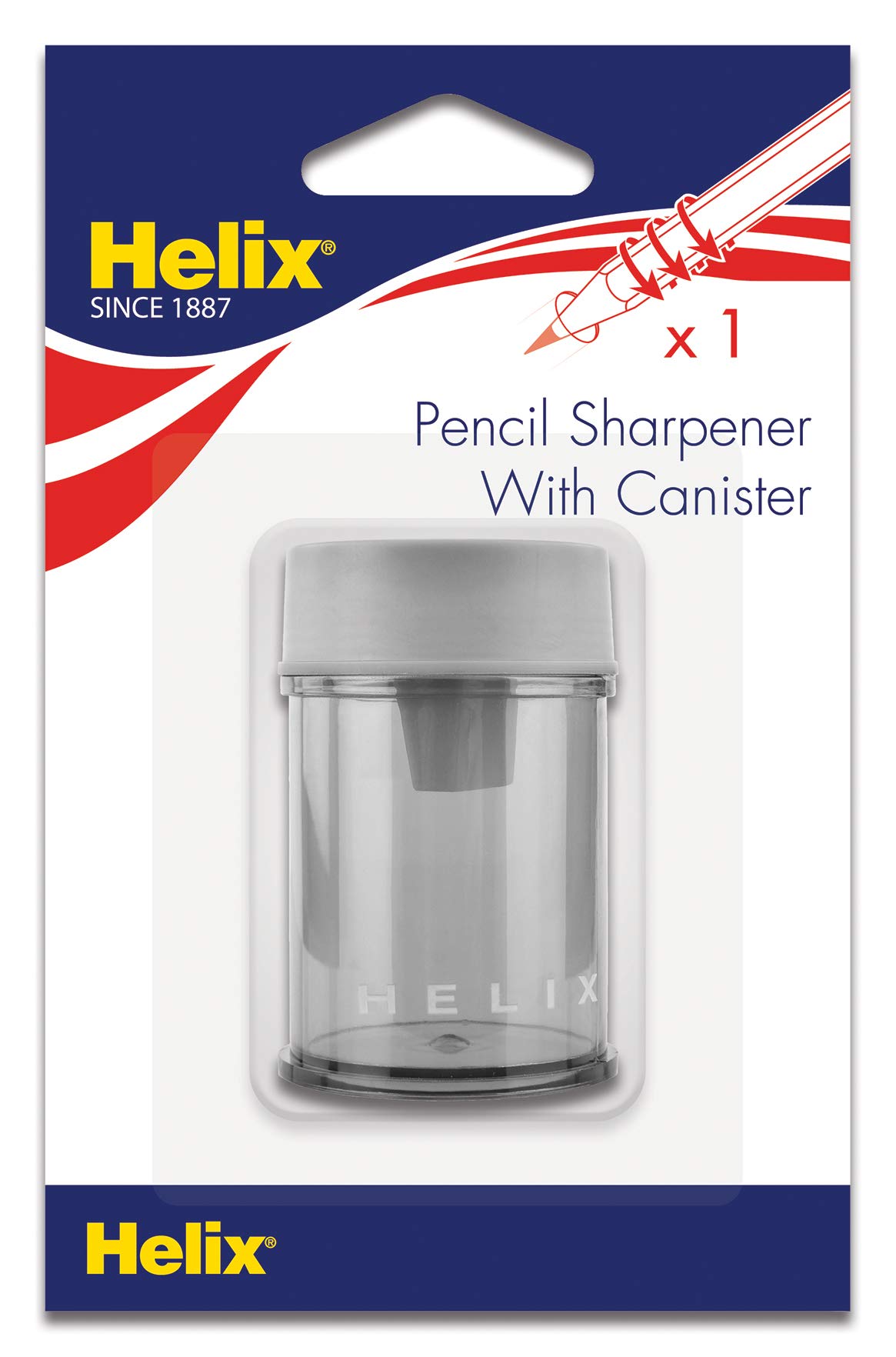 Maped Helix USA - Helix Canister 1 Hole Pencil Sharpener - Standard Pencil Compatibility - Durable Steel Blade - Assorted Colors