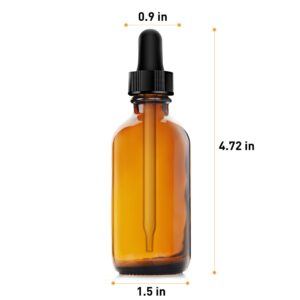 Yesker Amber Glass Bottles (Pack of 6) for Essential Oils with Glass Eye Dropper, 2 Ounce Capacity