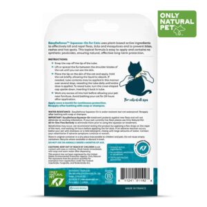 Only Natural Pet Flea and Tick Prevention for Cats - EasyDefense Flea Remedy - Natural Flea Control Squeeze-On Drops - Tick and Flea Protection - Three Months Supply (Single)