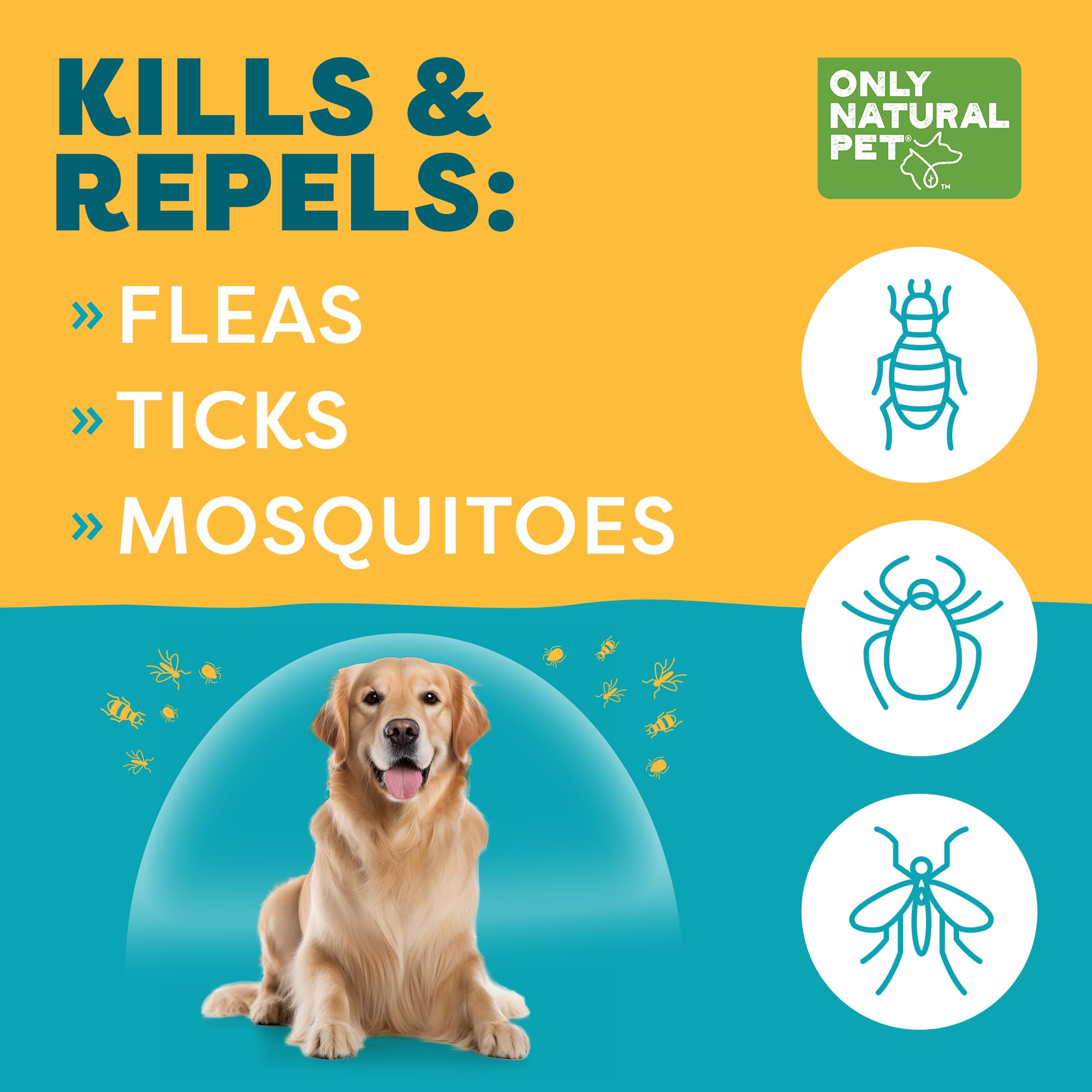 Only Natural Pet Flea and Tick Control for Large Breed Dogs (Over 40 lbs) - EasyDefense Flea & Tick Herbal Squeeze-On Drops - 3 Month Supply