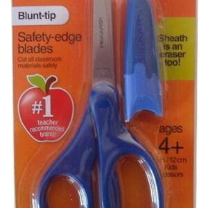 Fiskars Safety-Edge Pointed-tip Kids Scissors - 5 inches - Blue - Includes Blade Cover