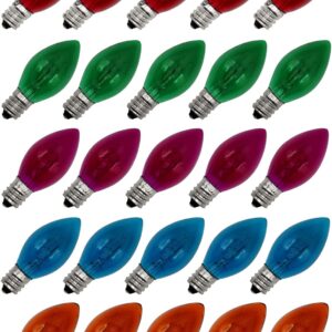 Creative Hobbies® Box of 25 Colored Light Bulbs, Random Blinking, 7 Watt, C7 Candelabra Base -Great for Night Lights and Christmas Strings