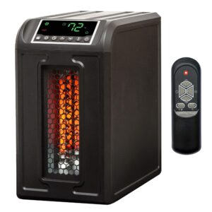 lifesmart infrared quartz space heater, 1500w portable 3 element heater with remote, black