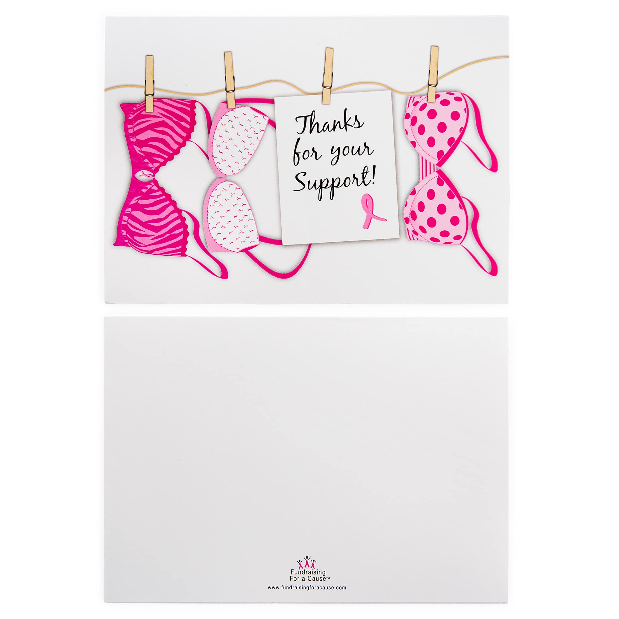 Fundraising For A Cause 12 Pink Ribbon Note Cards - Breast Cancer Thank You Cards with Envelopes