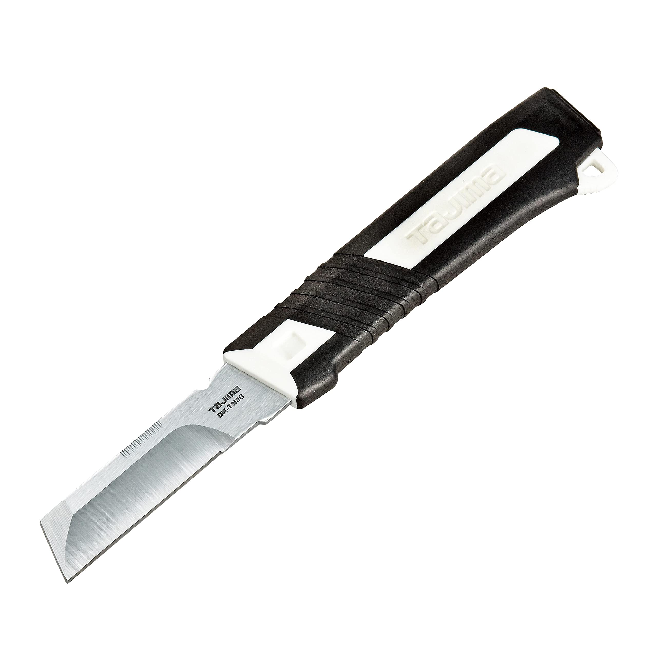 TAJIMA Chisel Knife 80 - DK Series Electrician's Tool with Deburring Groove & Elastomer Grip - DK-TN80-T