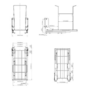 Dowell Alu Bottom Mount Pull- Out Waste Container W/Door Mounting Kit - Single Grey Recycling Bin- for Both 15” Frameless & Face Framed Cabinet -4012 0115 35