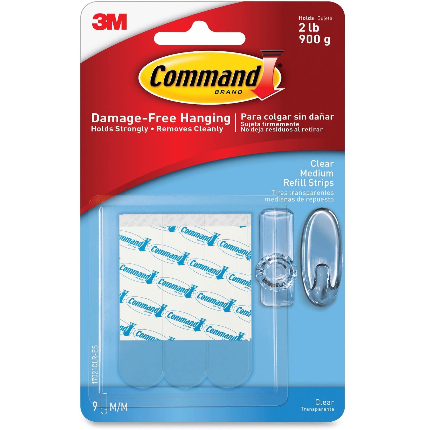 Command 17021CLRES Clear Refill Strips, 5/8 x 1 3/4, 9/Pack