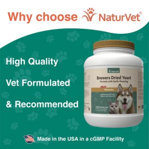 NaturVet Brewer’s Dried Yeast Pet Supplement with Garlic Flavoring – Includes B-1, B-2 Vitamins, Niacin, Vitamin C – Helps Support Glossy Coat, Healthy Skin for Dogs, Cats – 5,000 Ct.