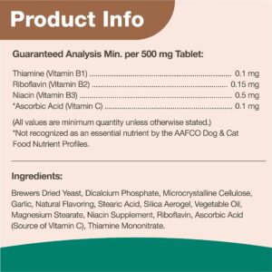 NaturVet Brewer’s Dried Yeast Pet Supplement with Garlic Flavoring – Includes B-1, B-2 Vitamins, Niacin, Vitamin C – Helps Support Glossy Coat, Healthy Skin for Dogs, Cats – 5,000 Ct.