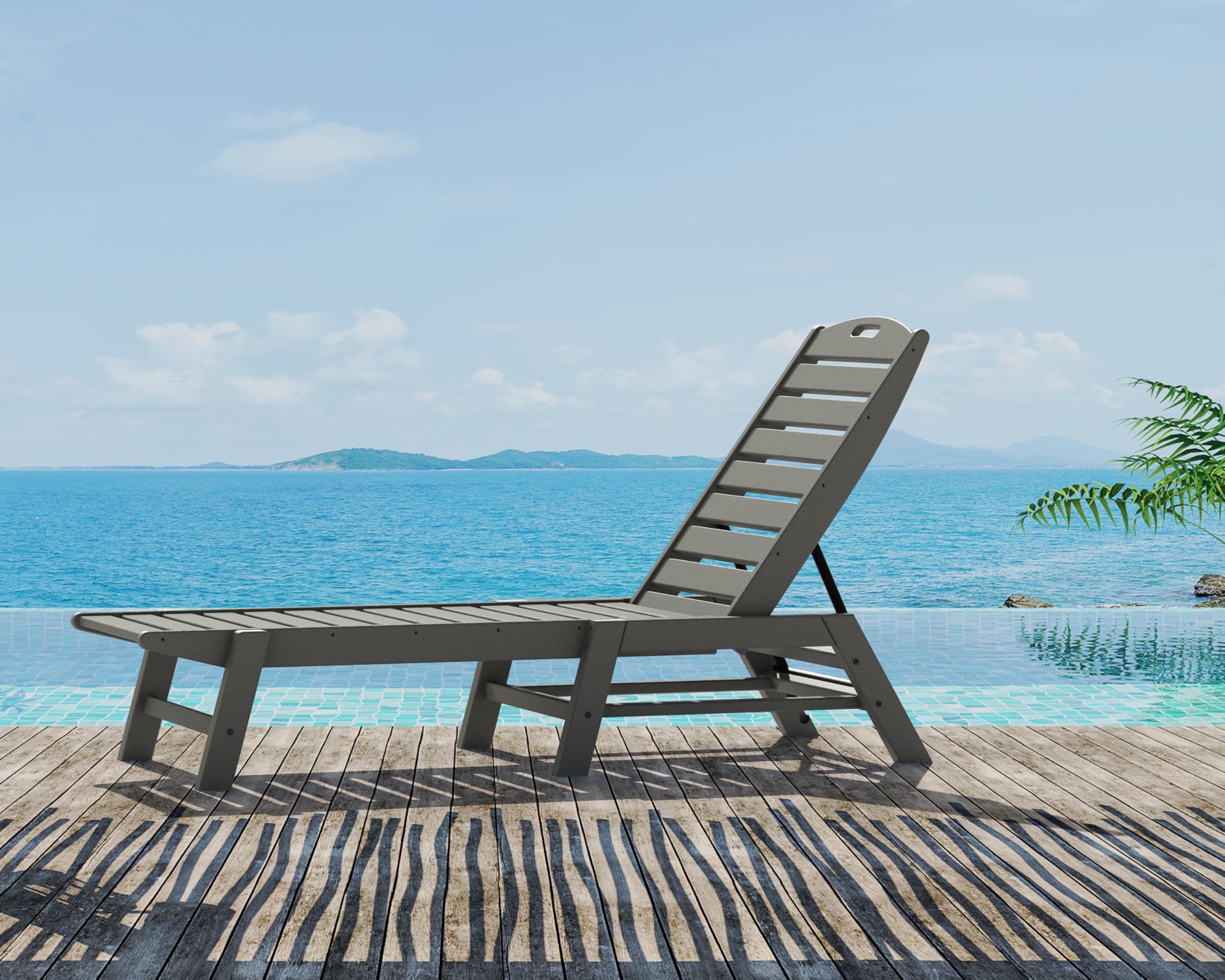 POLYWOOD Nautical Patio Chaise, Slate Grey