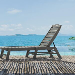 POLYWOOD Nautical Patio Chaise, Slate Grey