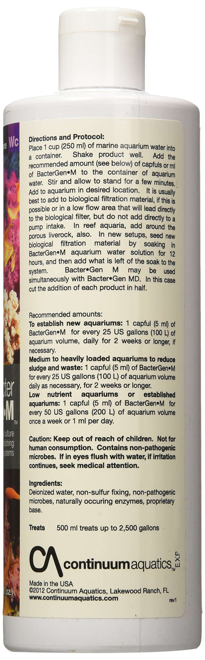 Continuum Aquatics Bacter Gen M - Microbial Bacteria Culture For Establishing & Maintaining Marine Systems