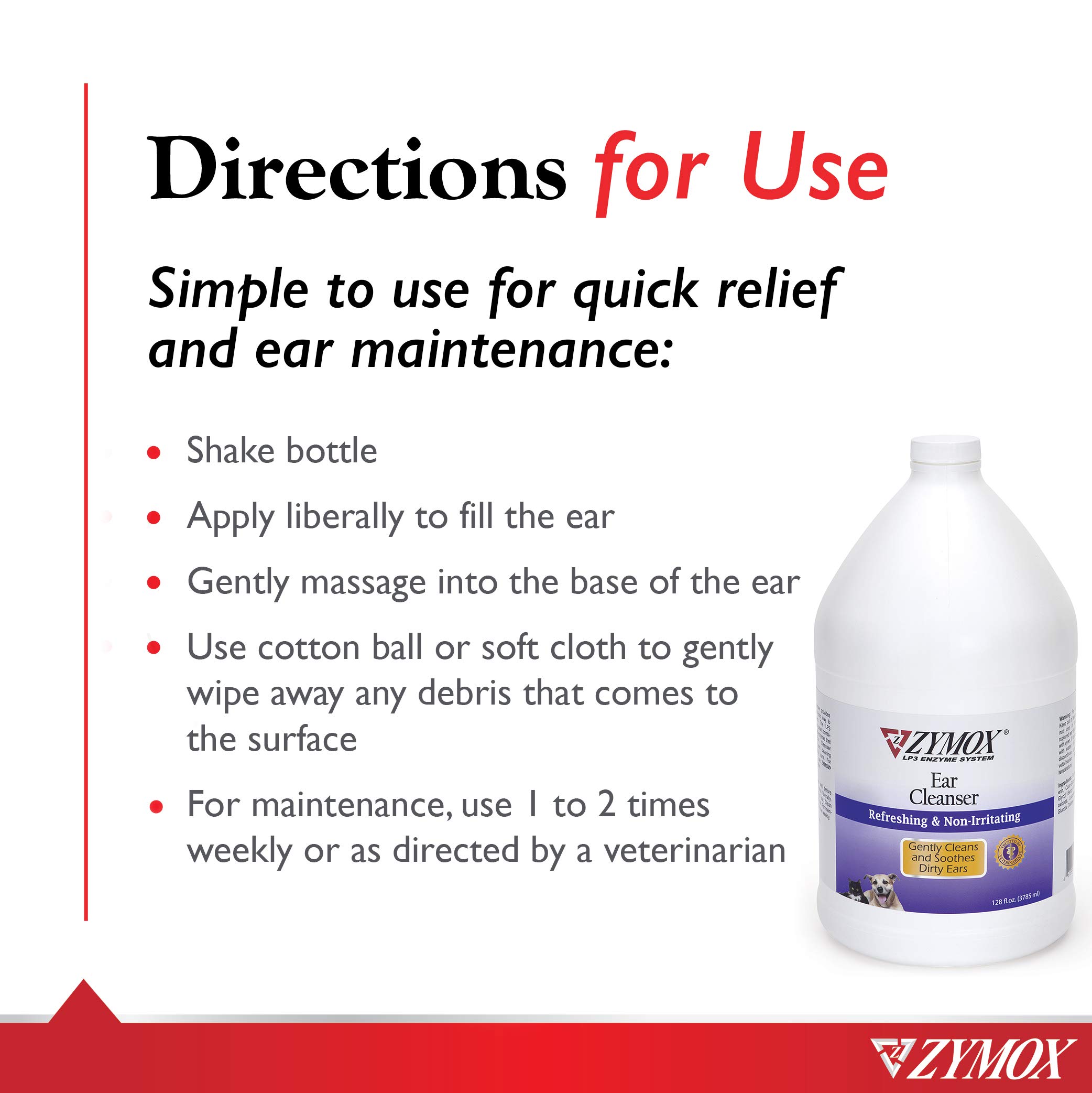 Zymox Ear Cleanser Solution for Dogs and Cats, 1 Gallon