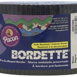 Pacon 37306 Bordette Decorative Border 2 1/4-Inch x 50-Ft Roll Black