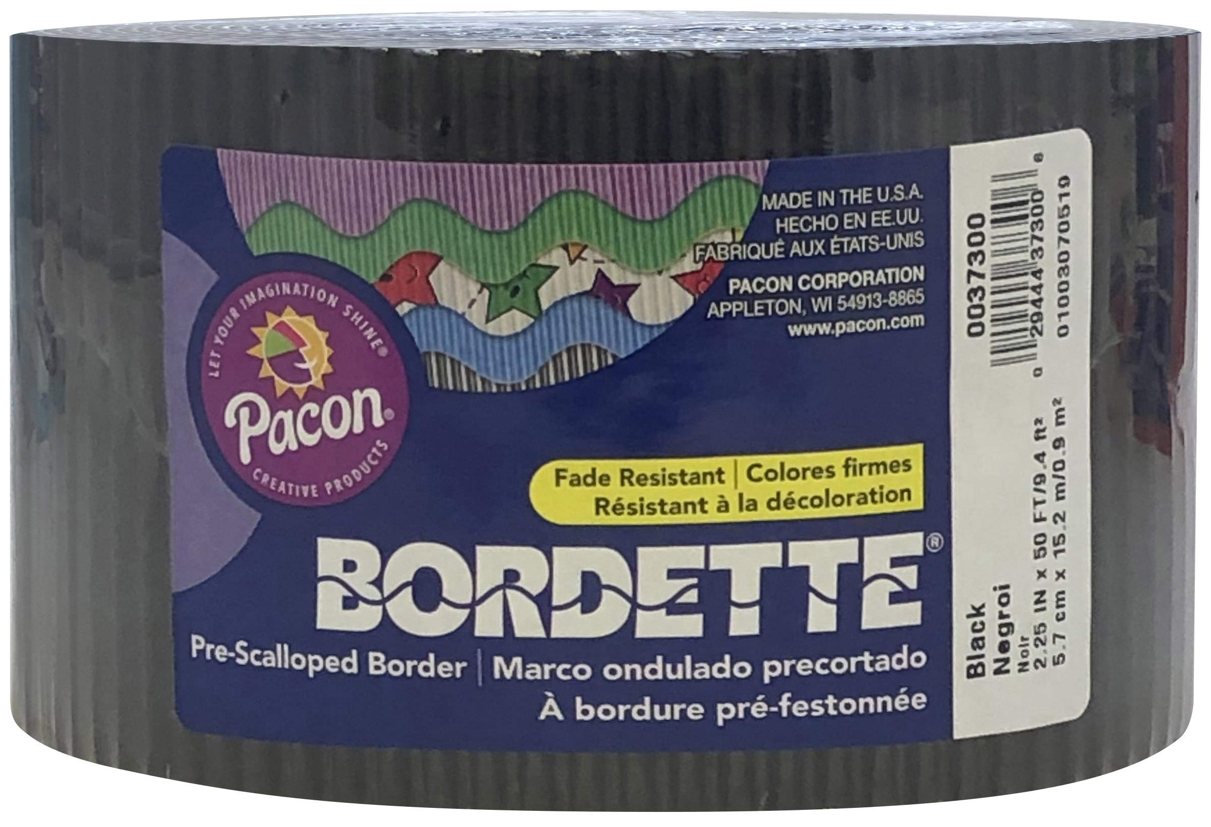 Pacon 37306 Bordette Decorative Border 2 1/4-Inch x 50-Ft Roll Black