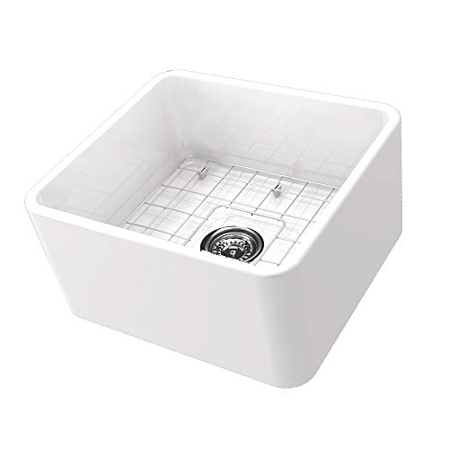 Nantucket Sinks T-FCFS-20 20-Inch Single Bowl Fireclay Farmhouse Kitchen Sink, White