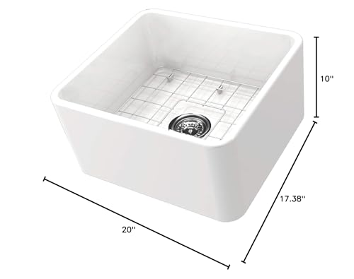 Nantucket Sinks T-FCFS-20 20-Inch Single Bowl Fireclay Farmhouse Kitchen Sink, White