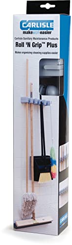 Carlisle FoodService Products 4073700 Roll ’N Grip ABS Plus Broom and Brush Holder, 16-1/2" Length x 2-3/4" Height x 3-1/2" Depth, Light Blue