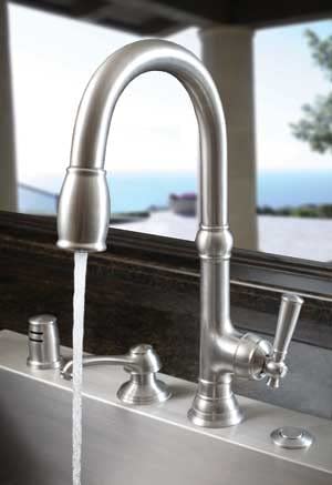 Newport Brass 2470-5103 Jacobean Kitchen Faucet with Metal Lever Handle and Pull, Satin Nickel