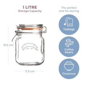 Kilner Square Swing Top Glass Jar | 1L